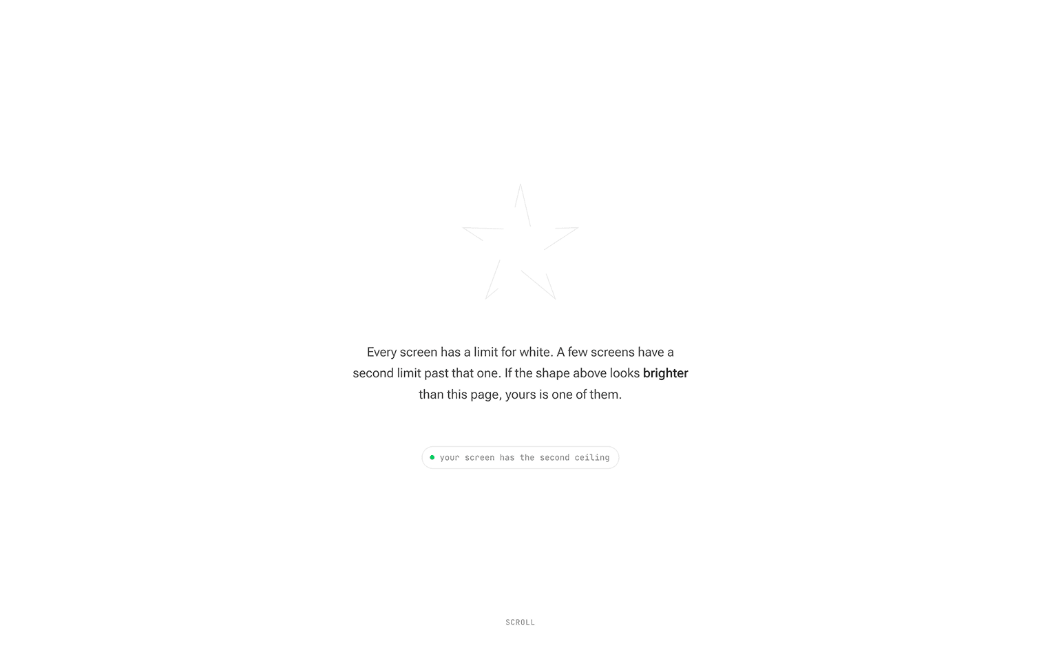 The same scene on a standard display — shapes render as plain white, the correct fallback